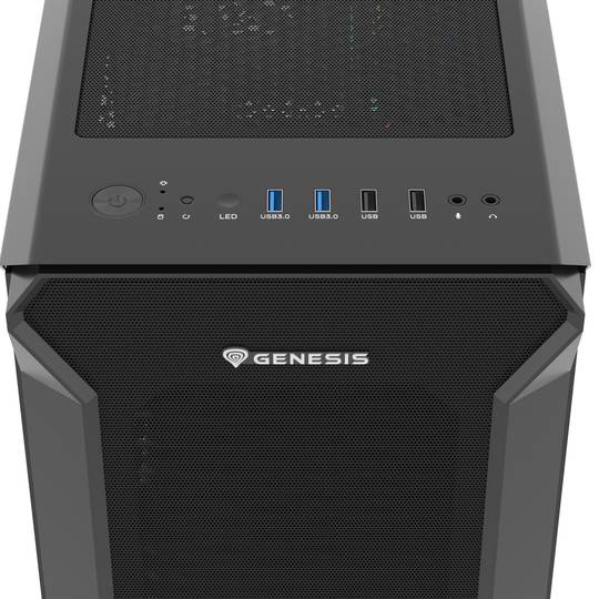 Boîtier de jeu Genesis IRID 505 ATX avec 2 ports USB 3.0 et 2 ports USB 2.0 avec verre trempé NPC-1517