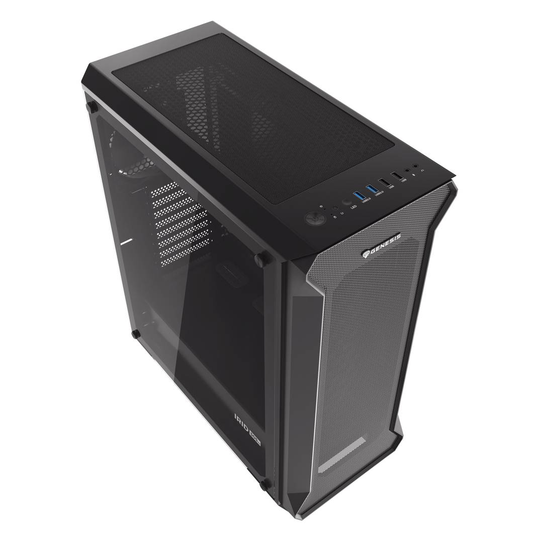 Boîtier de jeu Genesis IRID 505 ATX avec 2 ports USB 3.0 et 2 ports USB 2.0 avec verre trempé NPC-1517