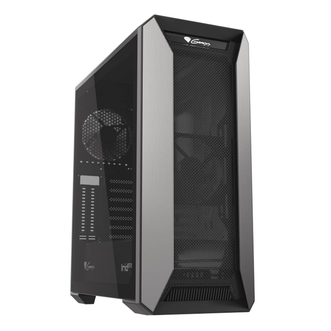 Caja Gaming IRID 515 ATX de Genesis con 1 USB 3.0 y 2 USB 2.0 sin fuente de alimentación y cristal templado NPC-1683