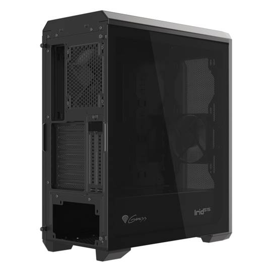Caja Gaming IRID 515 ATX de Genesis con 1 USB 3.0 y 2 USB 2.0 sin fuente de alimentación y cristal templado NPC-1683
