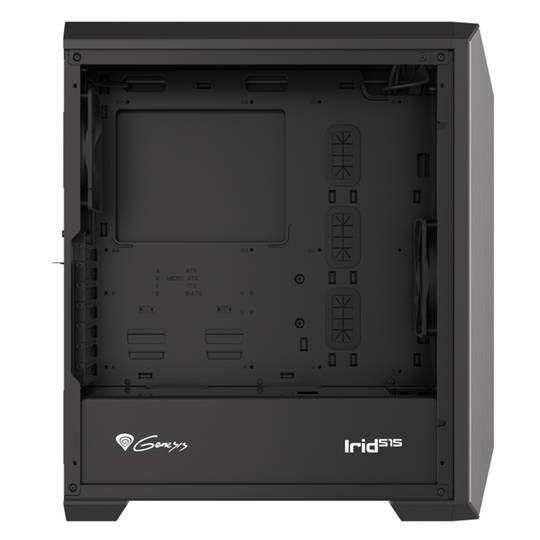 Caja Gaming IRID 515 ATX de Genesis con 1 USB 3.0 y 2 USB 2.0 sin fuente de alimentación y cristal templado NPC-1683