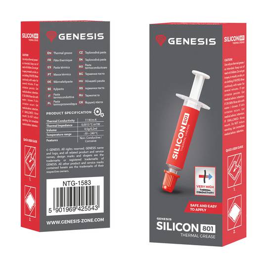 Genesis NTG-1583 Pasta termica al silicio 801 da 0,5 grammi