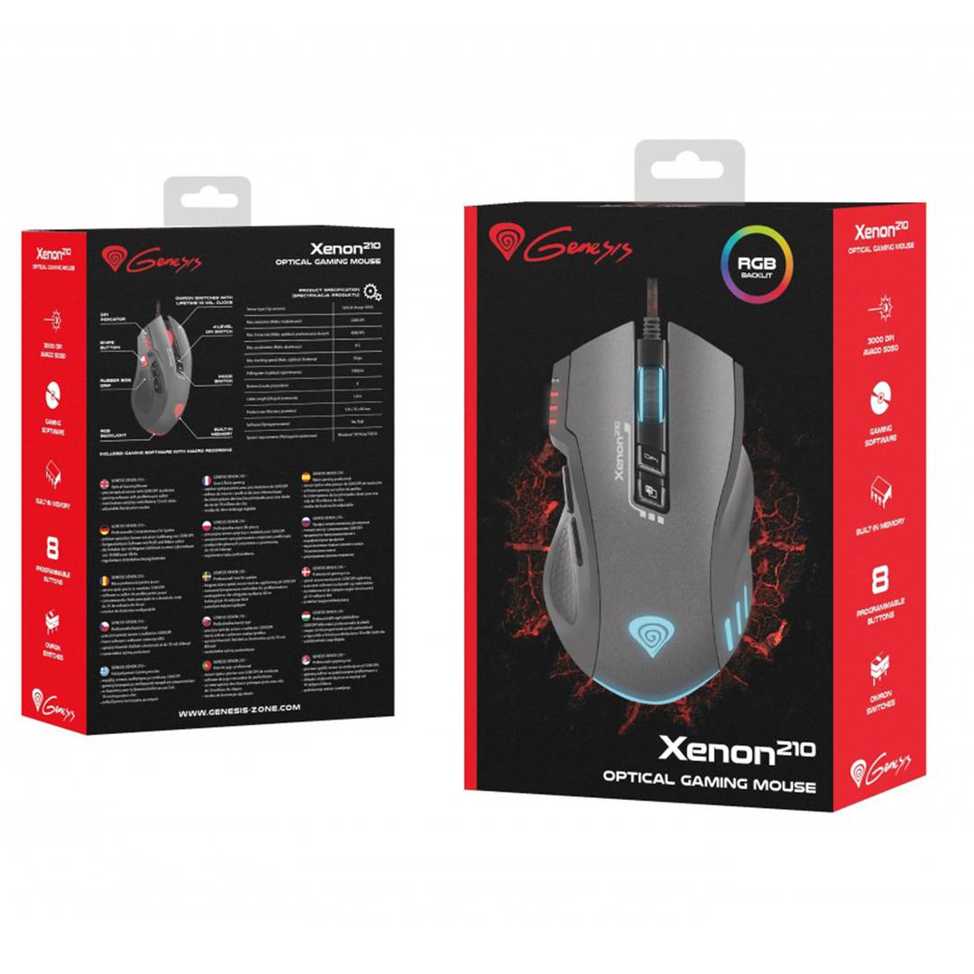 Genesis Xenon 210 RGB Gaming Mouse with 3200 DPI Black NMG-0904