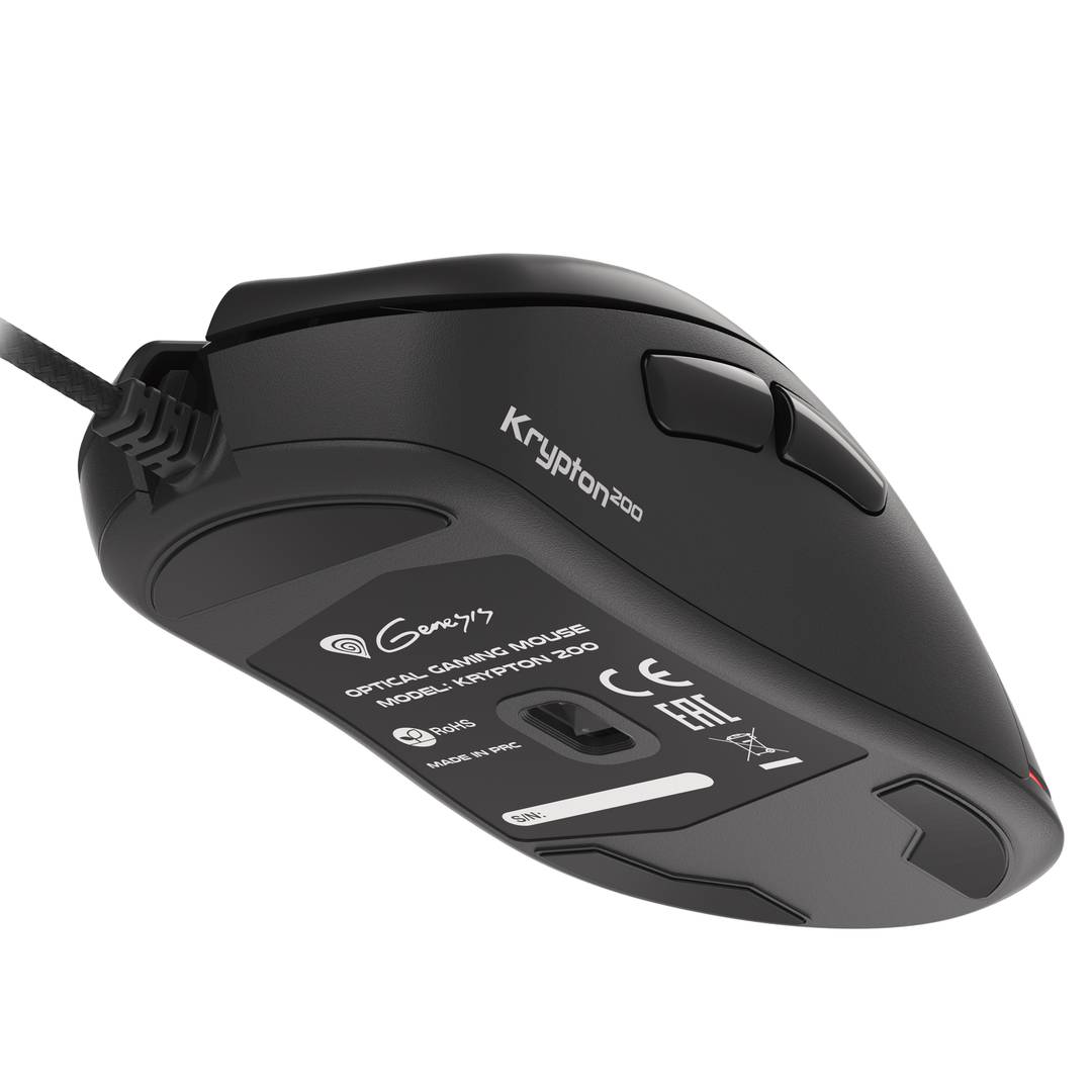 Mysz do gier Genesis Krypton 200 RGB o rozdzielczości 6400 DPI, czarna NMG-1713