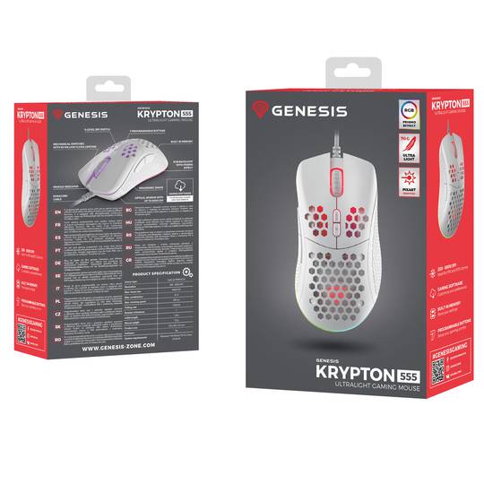 Ratón Gaming Krypton 555 RGB de Genesis con 8000 DPI blanco NMG-1840