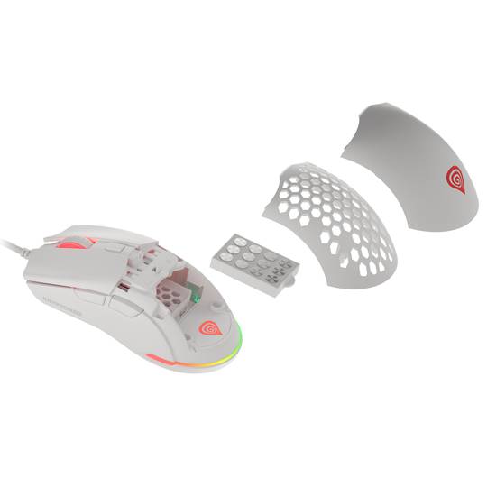 Mouse da gioco Genesis Krypton 750 RGB con 8000 DPI e NMG-1842 bianco ultraleggero