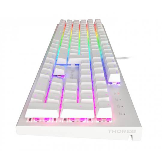 Teclado para jogos Thor 303 Genesis RGB branco com interruptores mecânicos marrons