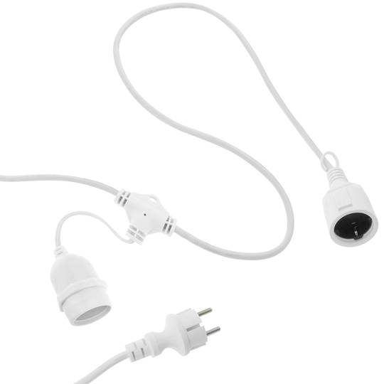 Girlanda z 5 żarówek z gniazdem E27 zewnętrzny kabel elektryczny IP44 5m przedłużany biały