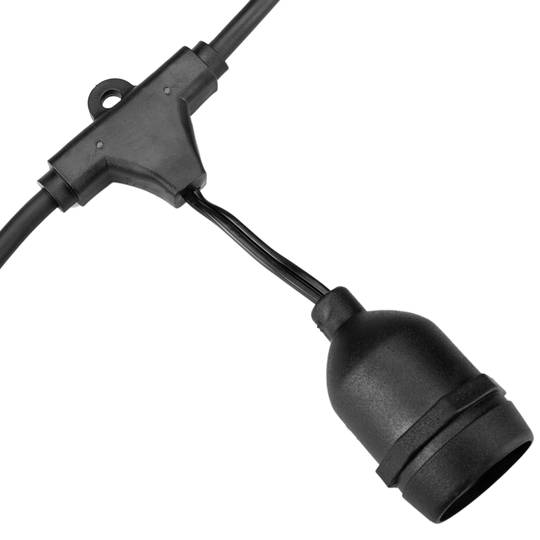 Festão por 40 lâmpadas para exterior com E27 capacete IP44 cabo de alimentação 20m extensível