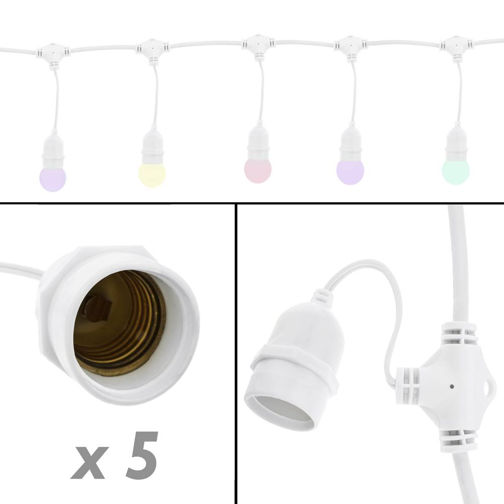 Slinger 20 gloeilampen met stopcontact E27 buiten IP44 elektrische kabel 10m verlengbaar wit