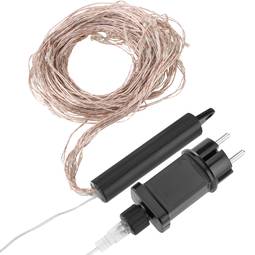 10-wire LED waterfall curtain 2 m long with 200 multicoloured LEDs and with silver and nylon outdoor-resistant cable