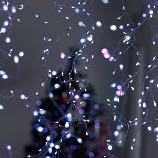 10-żyłowa kurtyna wodospadowa LED o długości 2 m z 200 różnokolorowymi diodami LED, odporna na działanie czynników zewnętrznych