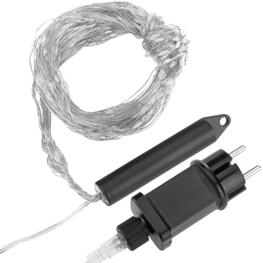 Cortina amb efecte cascada de 20 fils lluminosos LED de 2 m amb 400 LED de color blanc fred resistent a l'exterior