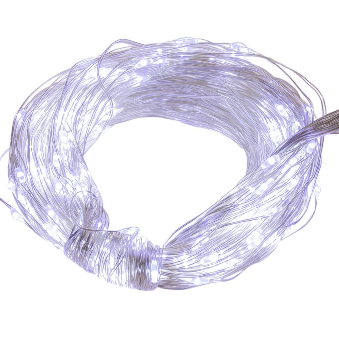 Cortina amb efecte cascada de 20 fils lluminosos LED de 2 m amb 400 LED de color blanc fred resistent a l'exterior