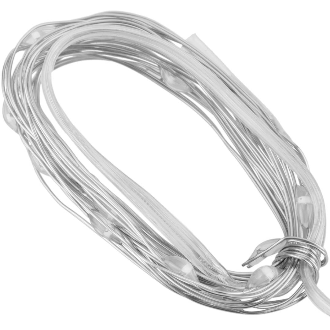 1m koel witte LED micro slinger met 2 lichteffecten en zilver vormbare kabel