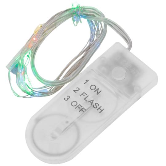 1 m de grinalda de micro luz LED multicolorida com 2 efeitos de iluminação e cabo moldável em prata