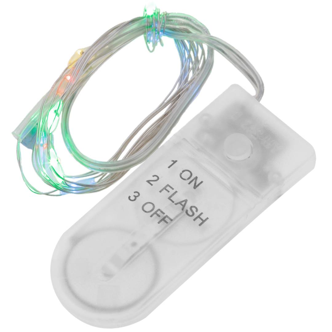 2 m de grinalda de micro luz LED multicolorida com 2 efeitos de iluminação e cabo moldável em prata