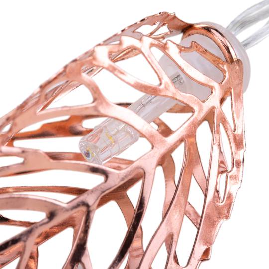 1 m girlanda świetlna LED w kolorze ciepłej bieli z obudową w kształcie liścia, zasilana bateriami