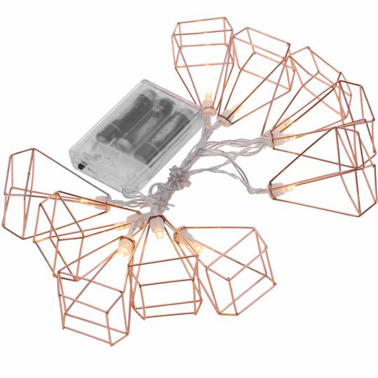 Ghirlanda LED da 1 m di colore bianco caldo con alloggiamento a forma geometrica e funzionamento a batteria