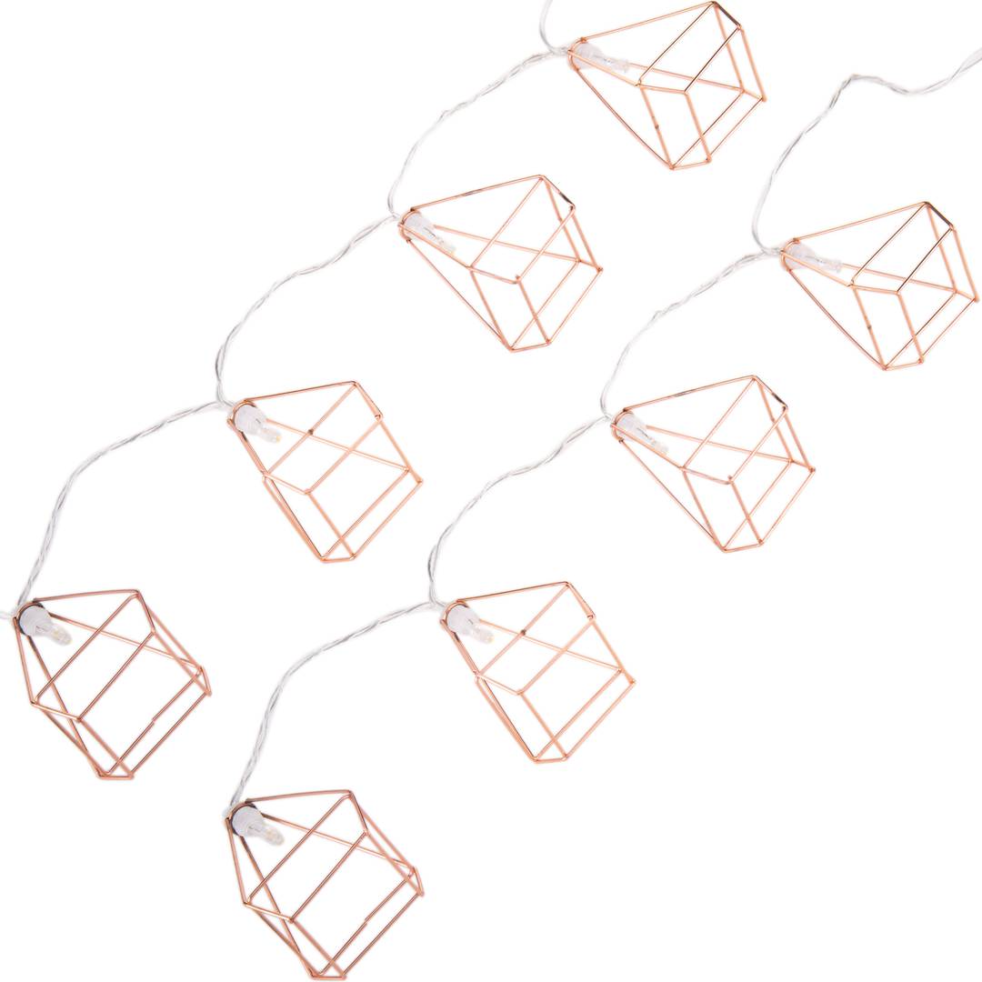 Ghirlanda LED da 1 m di colore bianco caldo con alloggiamento a forma geometrica e funzionamento a batteria