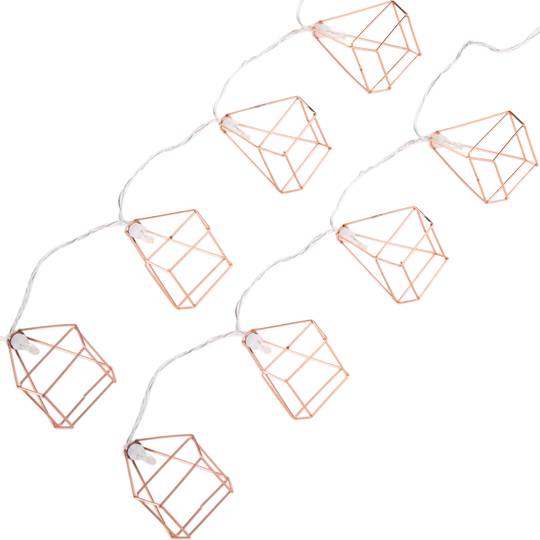 Ghirlanda LED da 1 m di colore bianco caldo con alloggiamento a forma geometrica e funzionamento a batteria