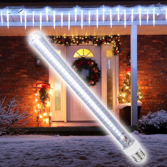 Bombilla de 64 LEDs de efecto lluvia de color blanco frío y de casquillo E27