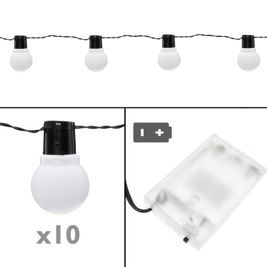 Dekorative Kranz LED 10 Lichter warmweiß Typ Ballon innerhalb Batterien 3 m