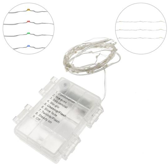 Dekorative Streifenlichter IP44 40 LED RGB Beleuchtung und 8 Funktionen 3 m Batterien