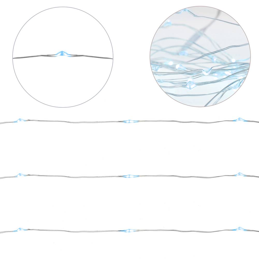 Tira decorativa de luzes IP44 50 luzes LED e 8 funções branco luz do dia com bateria 3 m