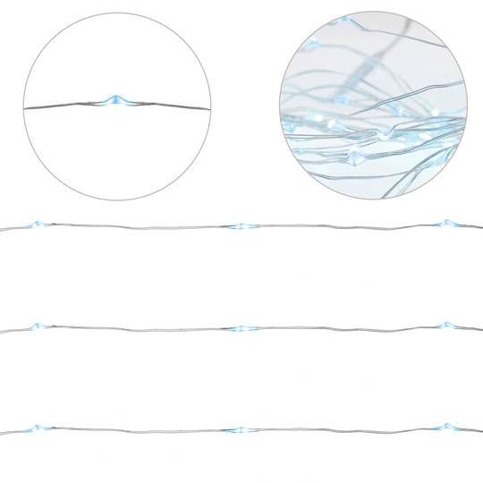Tira decorativa de luzes IP44 50 luzes LED e 8 funções branco luz do dia com bateria 3 m