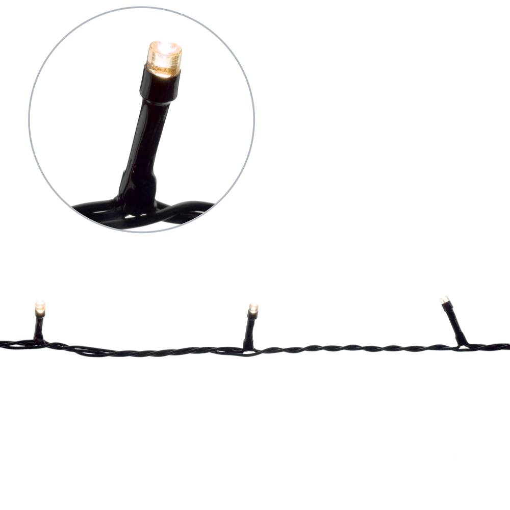 Tira de luzes decorativas de 50 luzes LED IP44 com 2 funções branco morno 5 m 100-240VAC