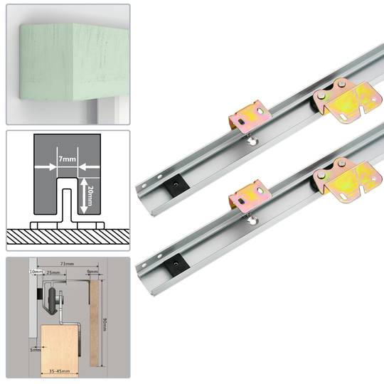 Binario per porta scorrevole con copertura in legno MDF di colore cenere di 2m