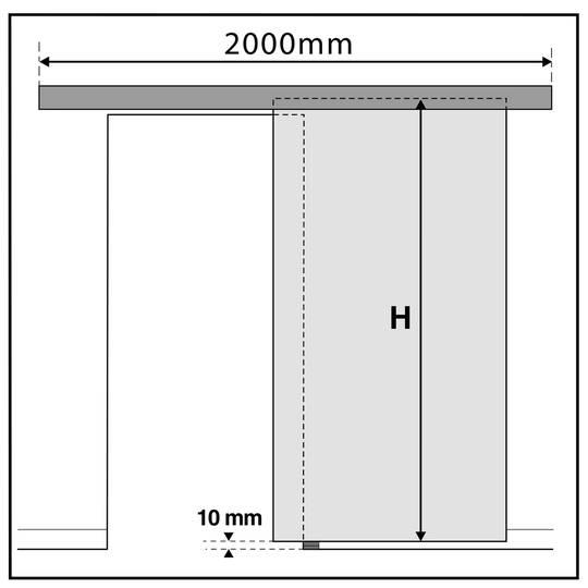Binario per porta scorrevole con copertura in legno MDF di colore cenere di 2m
