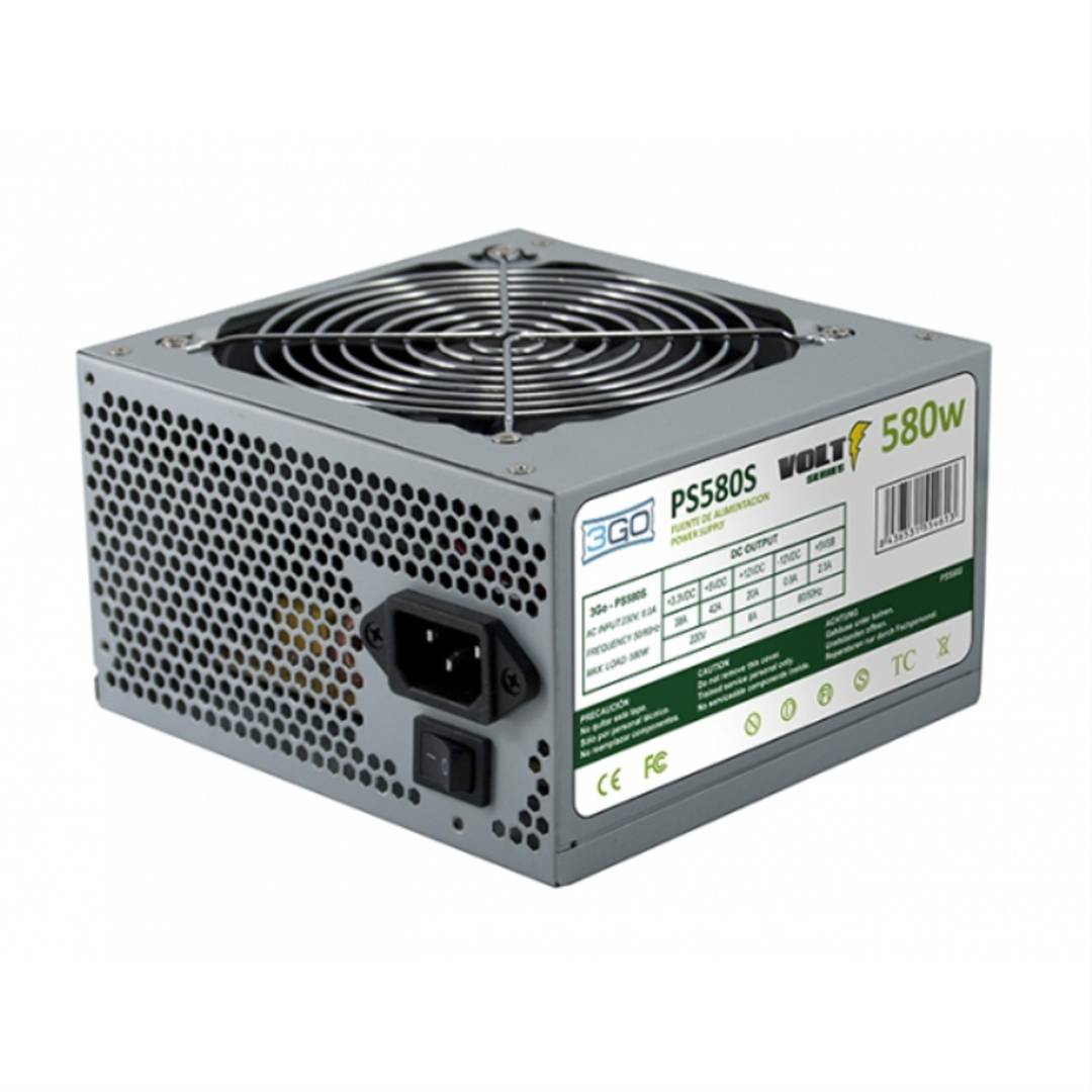 580-W-Netzteil mit 24-Pin-SATA-Anschlüssen und 12-cm-Lüfter 3GO PS580S