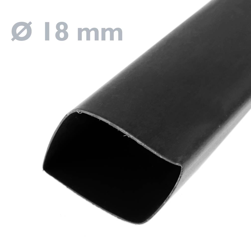 Zwarte krimpkous van 18,0 mm in een spoel van 5 m
