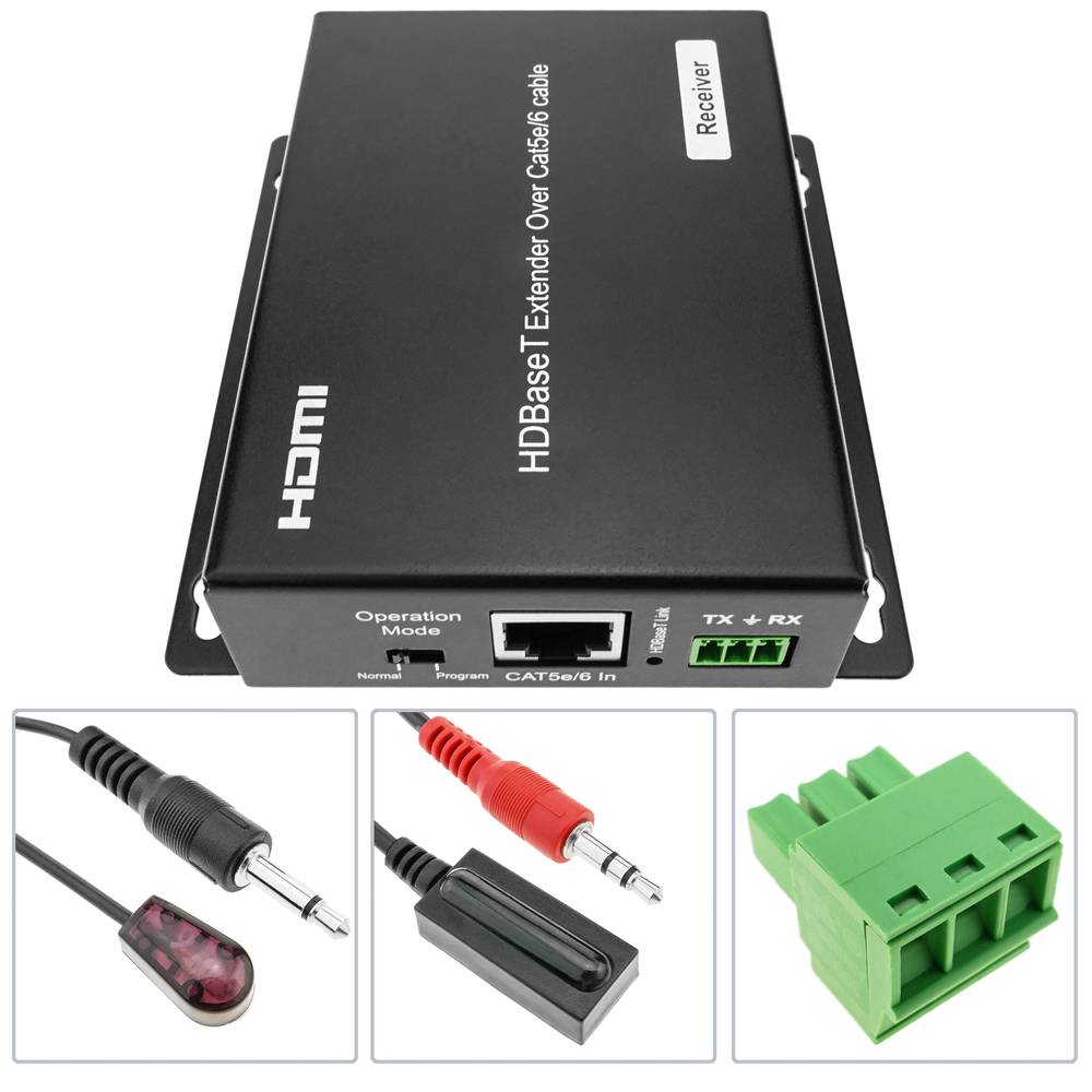 Extensor HDMI UltraHD 4K 2K FullHD 1080p Cat.5e Cat.6 compatível com HDBaseT HDBT POC 100m - receptor