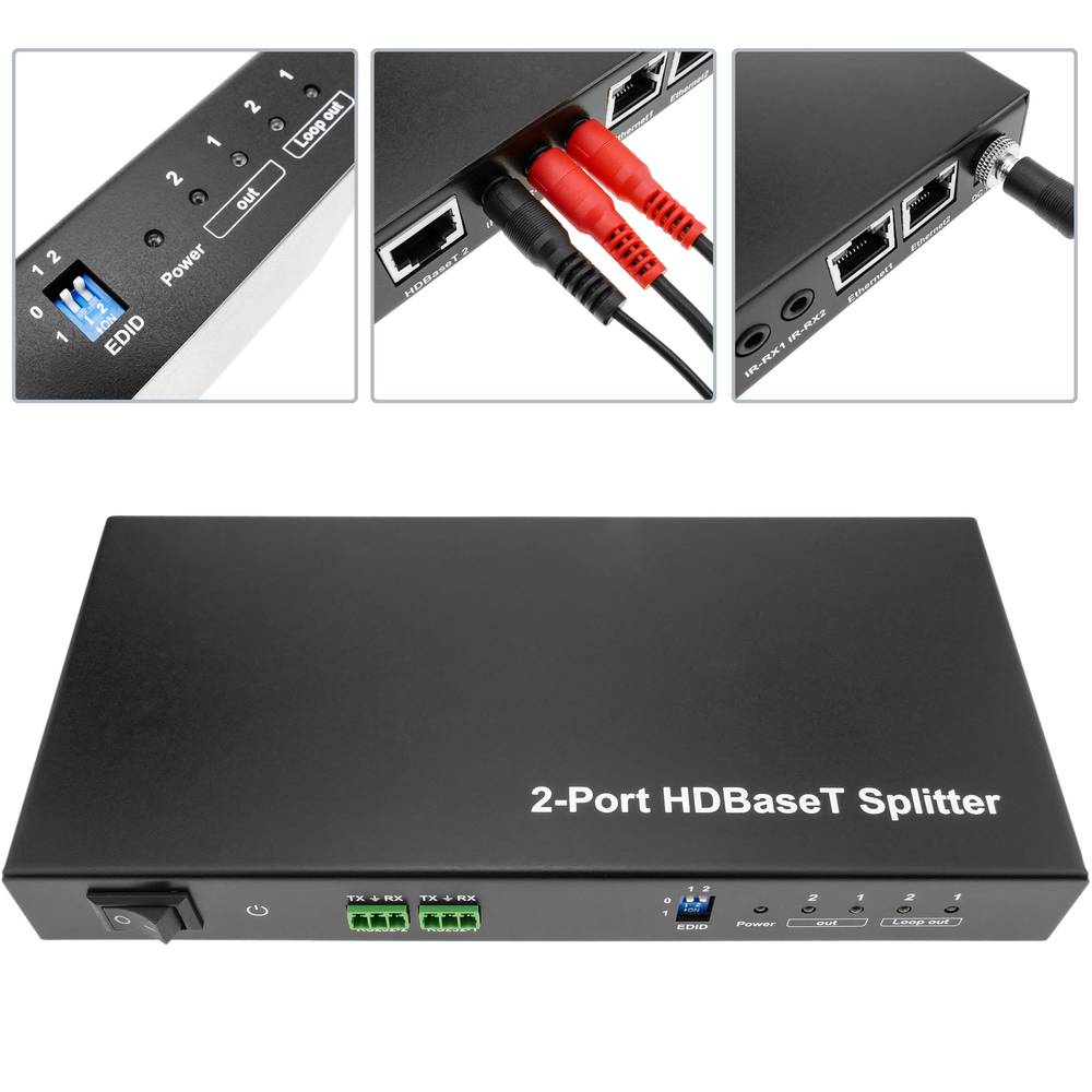 Estensore HDMI UltraHD 4K 2K FullHD 1080p Cat.5e Cat.6 compatibile con HDBaseT HDBT 100m - trasmettitore a 2 porte