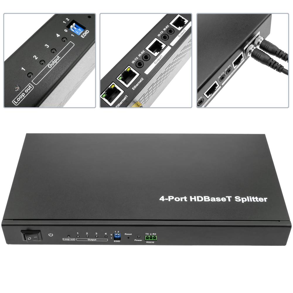 Extensor HDMI UltraHD 4K 2K FullHD 1080p Cat.5e Cat.6 compatível com HDBaseT HDBT 100m - transmissor de 4 portas