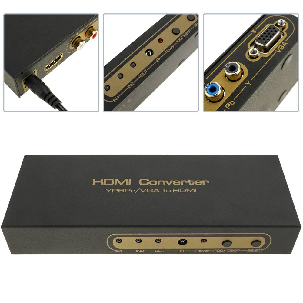 VGA RGB YPbPr to HDMI digital audio and video 1080p converter switch