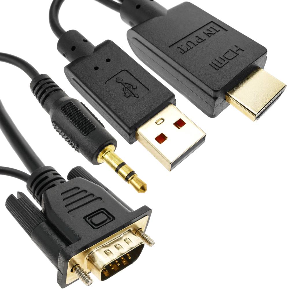 Câble convertisseur HDMI vers VGA avec alimentation audio et USB 3