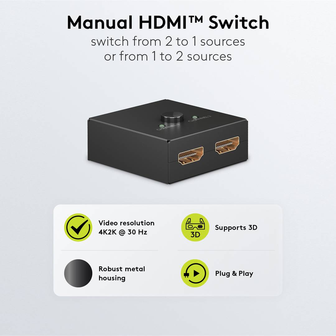 Bidirectionnelle Switch HDMI 2-Port