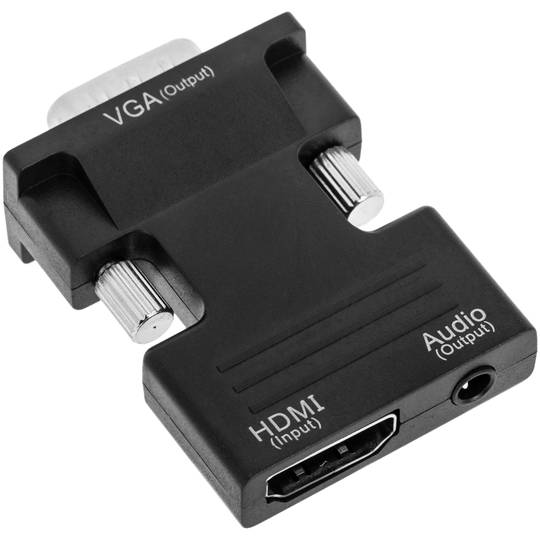 Convertitore da HDMI a VGA con audio stereo analogico nero