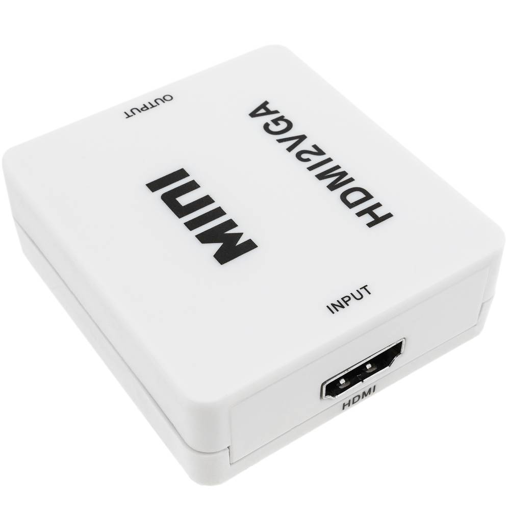 Convertisseur HDMI vers VGA avec audio stéréo analogique couleur blanche