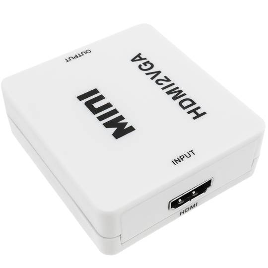 Convertisseur HDMI vers VGA avec audio stéréo analogique couleur blanche