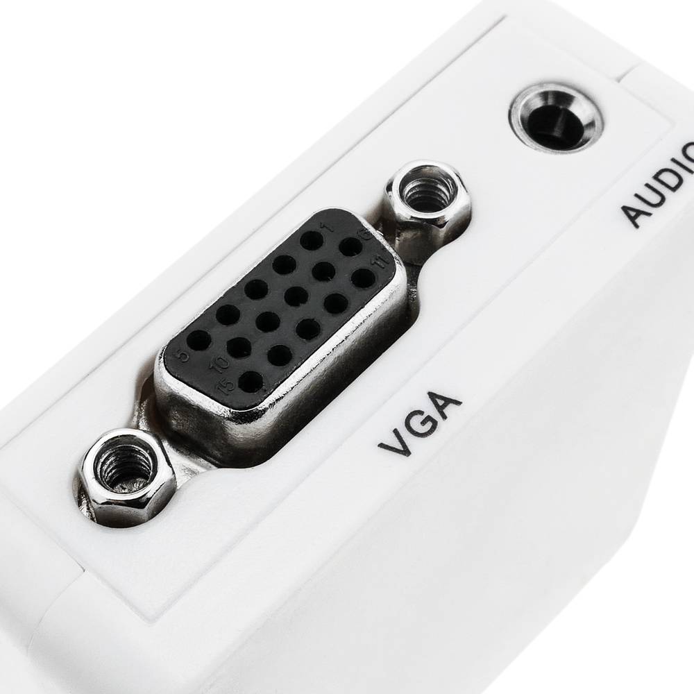 Convertisseur HDMI vers VGA avec audio stéréo analogique couleur blanche
