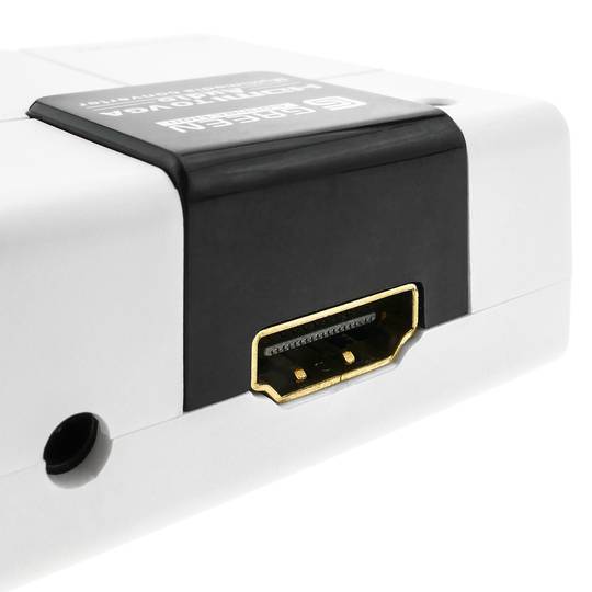 Convertisseur HDMI vers VGA avec audio stéréo analogique couleur blanche