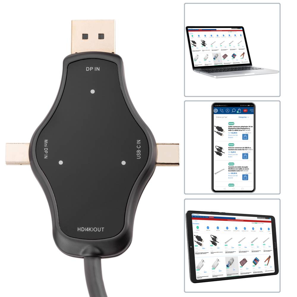 Kabel przejściowy DisplayPort Mini DisplayPort i USB-C na HDMI 4K 1.8 m