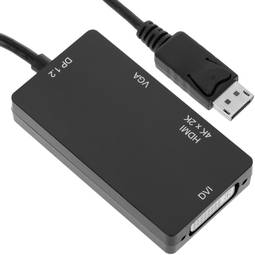 Convertitore da DisplayPort 2.1 a HDMI, VGA e DVI nero