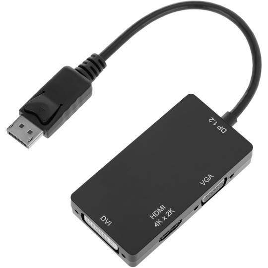 Conversor de DisplayPort 2.1 a HDMI, VGA i DVI negre