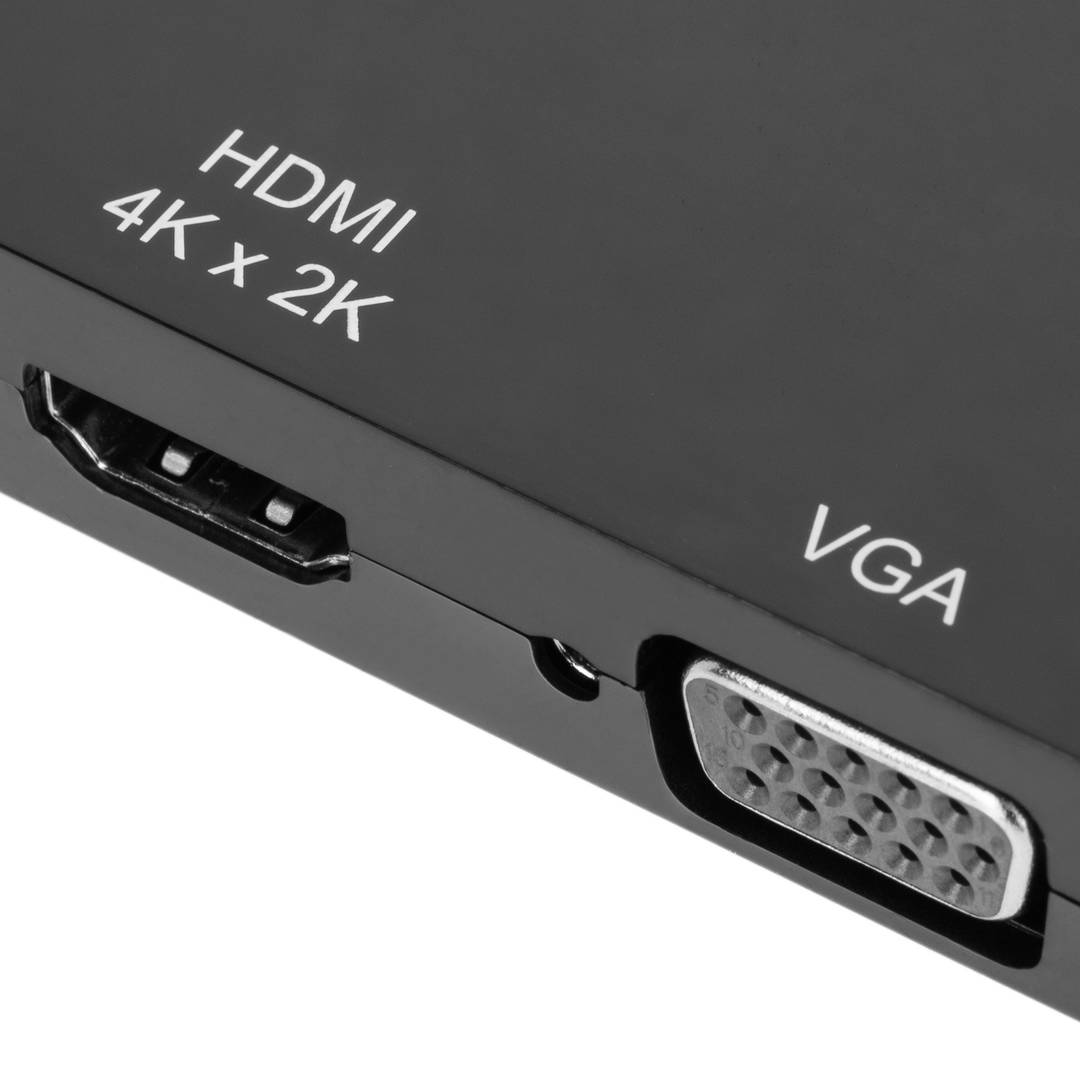 Conversor de DisplayPort 2.1 a HDMI, VGA i DVI negre